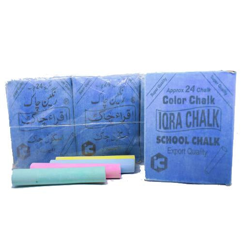 Iqra Dustless Colored School Chalk - 24 Sticks Box - Ideal for Blackboard Use