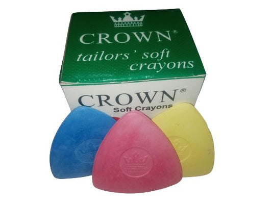 Triangle Tailor's Chalk – Soft Fabric Marking Crayons | Pack of 12 (Blue, Yellow, White, Pink)