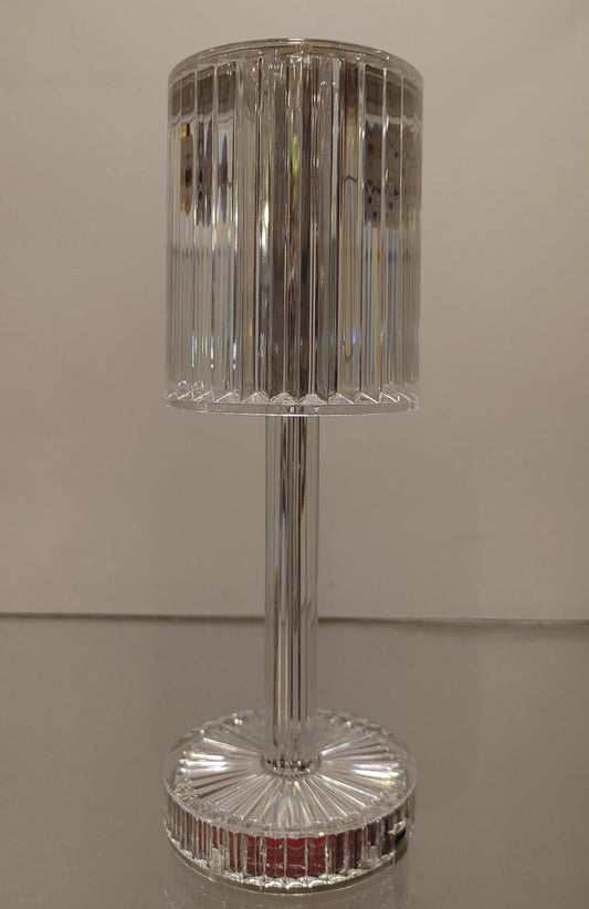 Crystal Table Lamp – White & Warm LED Light with Type-C Charging Port