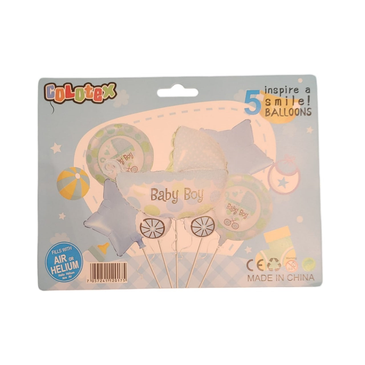 Happy Smile Baby Boy Foil Balloon – 5 Piece Set | Cute Blue Theme Balloons for Baby Shower & Newborn Celebration