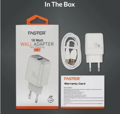 FASTER FC-58 Fast Charging Wall Adapter 18W Qualcomm