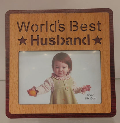 World’s Best Husband" Name Wooden Photo Frame | Personalized Gift for Him