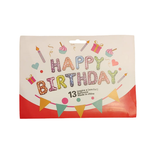 Happy Birthday Foil Balloon – 13 Letter Set | Multi-Color Party Decoration