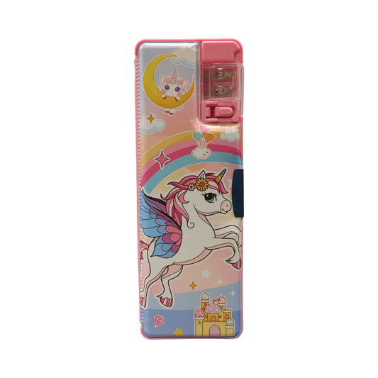 Cartoon Pencil Box with LED Mini Lamp & Dual Sharpeners (Medium & Large)
