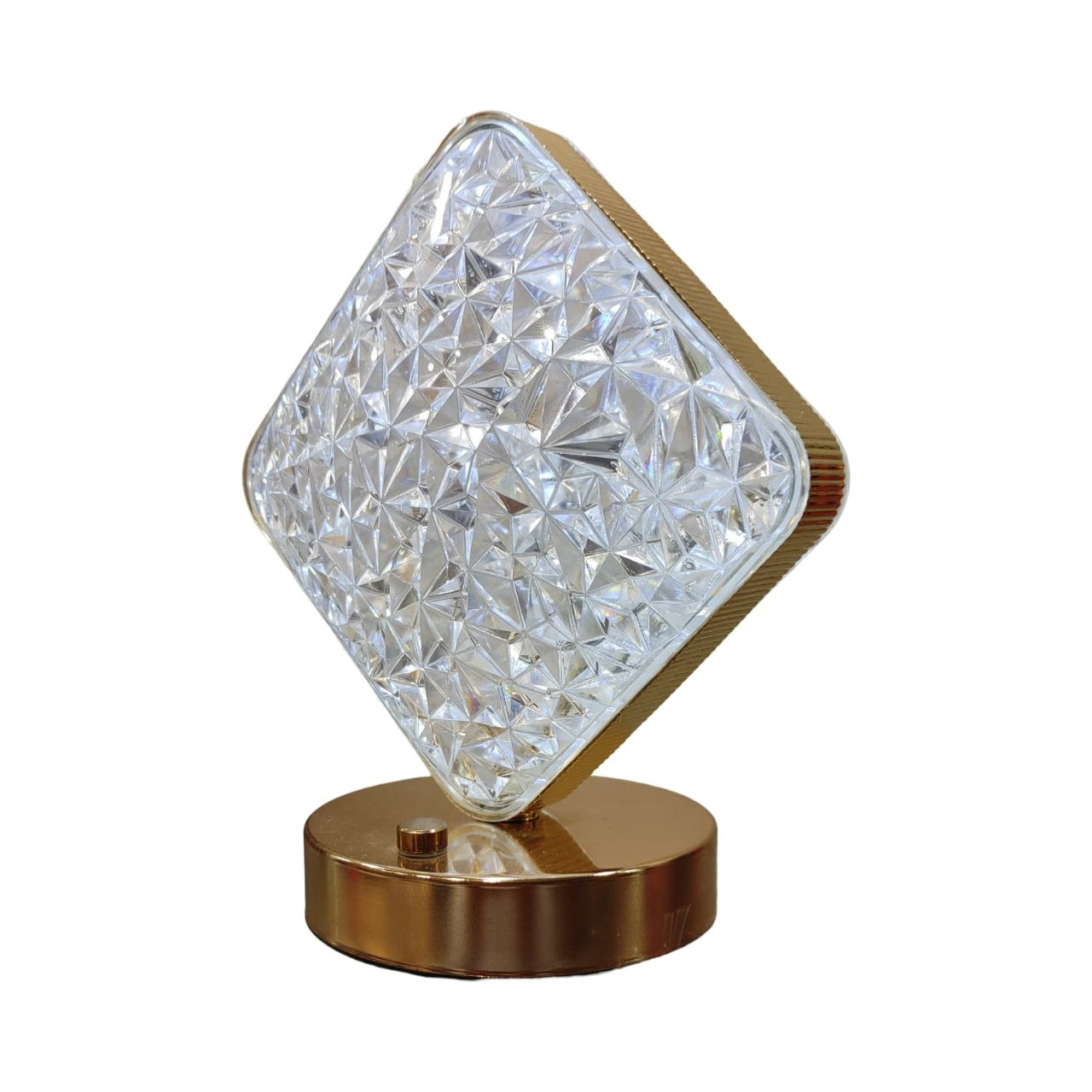 Diamond & Golden Color Table Lamp – Rechargeable with 3 LED Light Settings & Type-C Charging Port